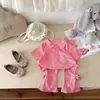 Conjunto de Moda de Verano Nuevo con Mangas Cortas Estilo Callejero para Niñas, Pantalones Largos de Moda con Abertura Lateral Ropa Infantil