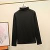 Luban 2021 Nuevo Suéter Seda de Leche Lana Manga Larga Ajustado Alta Elasticidad Cuello Semi-alto Camiseta Base para Mujer Top