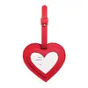 Etiqueta de equipaje con forma de corazón dulce transfronteriza con etiqueta con logotipo de firma, cuero PU, etiqueta de embarque colgante de moda anti-pérdida, personalizable