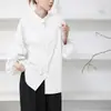 Novedad Otoño Ropa de Mujer Camisa Japonesa Rakuten para Mujer Mangas Abullonadas Petite Holgada Color Sólido Versátil Moda Top
