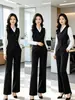 Traje de chaleco beige profesional de doble botonadura para mujer, nuevo modelo de otoño, adecuado para vestíbulos de hoteles, clubes y tiendas 4S, adecuado para ir al trabajo y ropa de oficina.