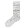 Calcetines de jacquard hueco estilo ballet hasta la pantorrilla para mujer, transpirables, sin costuras, calcetines superpuestos para primavera y verano, calcetines cortos negros y blancos hasta la pantorrilla