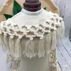 Franjas de Algodão Bege, Fio de Algodão e Bigodes Amarrados de Linha de Algodão, Bigodes de Vassoura Pequena, Renda de Franja Alargada