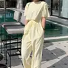 Estilo Dongdaemun 2026 Verano Nuevo Chic Coreano Temperamento Cuello Redondo Manga Corta Camiseta + Pantalones Conjunto de Moda
