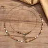 Colar longo em camadas estilo étnico vintage transfronteiriço, moderno e elegante com um toque de luxo, corrente de clavícula com franja para outono e inverno