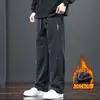 Pantalones Casuales Rectos Sueltos Elásticos de Otoño para Hombre Pantalones de Chándal Deportivos Estilo Nuevo Otoño/Invierno Pana con Forro de Terciopelo Pantalones Largos para Hombre