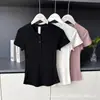 Camiseta respirável de manga curta com gola Henry, edição de balcão LULU BLING, top esportivo de yoga justo com costela
