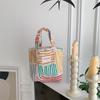 Bolso de lona a rayas de colores, 35201 pulgadas, para cosméticos, de gran capacidad, bandolera, para el trabajo y el uso diario.