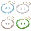 Conjunto de dos piezas de collar y pendientes de cristal de colores geométricos elegantes de alta gama, superventas transfronterizo, collar para la clavícula, para vestidos de noche