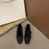 Sapatos de Bico Quadrado com Boca Rasa Forrados de Lã, Quentes, Aumentam a Altura, Sapatos Mary Jane Versáteis para o Dia a Dia, Sapatos de Algodão Peludos com Strass para Mulheres