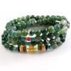 Pulsera de ágata de 108 cuentas multianillo calcedonia piedra arena dorada mantra de seis palabras pulsera de cuentas de rosario de tres círculos cuatro círculos venta al por mayor