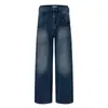 Pantalones vaqueros rectos de lavado estilo americano para calle principal, diseño casual holgado para hombre con bolsillos, estilo único de ropa de trabajo, estética punk