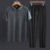 Roupas de pai de qualidade, terno esportivo de seda gelada, casual de verão, manga curta, verão, meia-idade, verão, meia-idade, roupas masculinas