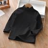 Camiseta Básica de Media Cuello Alto para Niños, Terciopelo Alemán de Doble Cara, Tops Cálidos para Bebés Niños y Niñas, Tallas Pequeña y Mediana, Ropa Interior de Otoño e Invierno para Niños, Mangas Largas