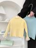 Camiseta Básica de Punto de Primavera para Bebé Estilo Occidental Suéter de Color Sólido de Cuello Semi-alto para Niña Top Versátil para Niños Moderno