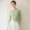 Suéter de cachemira de una sola pieza sin costuras~cuello medio alto para mujer, 100% cachemira pura, corte ajustado, adelgazante, suéter base de punto para otoño e invierno