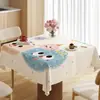Mantel Cuadrado de Dibujos Animados Impermeable y a Prueba de Aceite Sin Lavar Cubierta Cuadrada para Mesa de Comedor Mesa de Café con Sentido de Atmósfera Mantel de Mesa de Comedor de PVC Resistente al Calor