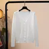 Suéter de stock a largo plazo para mujer, primavera y otoño, fino, cárdigan fino para mujer, abrigo, manga larga, suéter corto para mujer, exterior