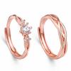 Versión coreana de trémolo plateado con anillo de pareja en oro rosa para hombre y mujer, anillo abierto, joyería japonesa y coreana, anillo de boda sencillo, regalo