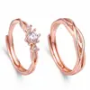 Versión coreana de trémolo plateado con anillo de pareja en oro rosa para hombre y mujer, anillo abierto, joyería japonesa y coreana, anillo de boda sencillo, regalo