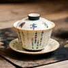 Gaiwan Lantingxu Três Talentos de Fábrica para Infusão de Chá, Xícara de Chá Estilo Chinês, Conjunto de Chá Kung Fu, Tigela de Chá Mineral Cerâmica Branca com Tampa