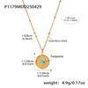 Xin Yi Xin en francés Corte Nuevo Piedra Natural Redonda Colgante de Marca Collar Clavícula Acero Inoxidable Chapado en Oro de 18k Joyería