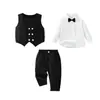Chaleco para Niños Overol de Otoño Conjunto de Tres Piezas Camisa Estilo Escolar para Bebé Niño Ropa para Actuaciones de Anfitrión para Niños Pequeños