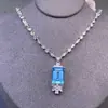 Collar de Topacio Natural Puro, Piedra Completamente Limpia con Excelente Brillo, Tamaño de Piedra Suelta 10*14mm, Elaborado con Plata 925