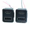 LN-017 Puerto de carga dual de 2 en 1 USB+Type-C negro con cable de 10 cm 22AWG, certificado CE