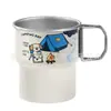 Taza de Café de Alto Valor con Impresión de Logo a Color Personalizada Taza de Exterior de una Sola Capa con Asa Taza de Agua de Acero Inoxidable 304 Taza Promocional