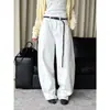 Nuevo Estilo de Verano del Louvre Moda Retro Americana de Moda Jeans de Cintura Alta Lavados Desgastados con Bigotes Pantalones Largos Sueltos de Pierna Ancha para Mujer