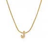 Collar con Letra Inglesa de Oro de 18 Quilates Lujo Ligero Letra Incrustada con Circonita Colgante de Letra Burbuja Joyería de Moda Transfronteriza