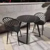 Juego de Mesa Redonda Pequeña y Sillas de Acero al Carbono Sencillo para Ocio en Balcón, Mesa de Reuniones, Área de Descanso, Cafetería de Té con Leche al Aire Libre, Mesa de Comedor al Aire Libre