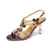 Sandalias de tacón alto de aguja con pedrería, nuevas de verano 2024, para mujer, estilo bohemio, con diamantes de cristal, zapatos casuales para mujer, zapatos de boda