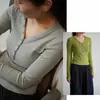 Camisa Base Feminina de Fibra de Bambu, Gola V, Botões Frontais, Manga Longa, Cor Sólida, Estilo Primavera e Outono, Roupa Feminina