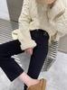 Pantalones de tubo de mezclilla negra de imitación europea para mujer, primavera y verano, cintura alta, adelgazantes, con abertura, capri, rectos pequeños, leggings