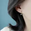 Pendientes Sencillos Estilo Coreano Mini Largos con Colgante de Cielo Estrellado Gota de Agua para Mujer Pendientes Franceses de Diamante Roto Zirconia Gota de Agua para Mujer