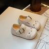 Sapatos Birkenstock de Sola Macia de Gatinho Infantil, Sapatos Fofos tipo Touca, Novo Estilo Primavera & Outono 2025, Sapatos de Couro Bailarinas Princesa para Meninos e Meninas