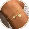 Pulsera con Colgante Cruzado de Comercio Exterior 2026 con 26 Letras, Versátil para el Uso Diario, Estilo para Viajar al Trabajo, Joyería Doble Capa Apilable
