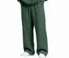 Calça Longa Esportiva Casual Simples de Cintura Ajustável com Cordão, Cor Sólida, Corte Reto Solto, Novo Estilo Europeu e Americano, Grelhado, Unissex