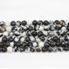 Cuentas redondas sueltas de piedra de cebra blanca y negra natural. Comercio exterior de AliExpress. Venta transfronteriza de cuentas redondas. Venta directa de fábrica.