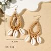Pendientes Vintage de Pelo de Ratania y Rafia con Borlas Personalidad Exagerada Estilo Bohemio de Vacaciones Pendientes de Playa para Mujer