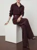 Conjunto de camisa y chaqueta, un conjunto completo de estilo otoñal, elegante conjunto de dos piezas de pantalones de pana de pierna ancha, disponible para distribución al por mayor