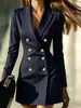 Transfronterizo 2026 Tienda independiente de Amazon moda nueva para mujer y elegante vestido corto a rayas con botones, cuello en V, europeo y americano