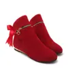 Botas de Cano Curto para Comércio Exterior Transfronteiriço Salto Baixo Botas Femininas Botas Chelsea (tipo Martin) tamanho grande 40-43 com Laço e Cano Curto