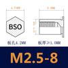Hierro galvanizado BSO-M2.5 columna de tuerca remachable de agujero ciego columna de tornillo de rosca interna acero al carbono placa de presión espárrago