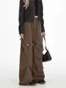 Pantalones Cargo de Bolsillo con Pliegues Estilo Americano para Mujer, Temporada de Primavera y Otoño, Cintura Alta Pierna Ancha Estilo Hip-Hop Streetwear Pantalones de Nicho