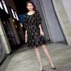 TikTok Explosive Dinner Dress Celebridade Senhoras Preto Banquete Brilhante Tamanho Grande Vestido Feminino Verão Cintura Apertada Emagrecimento