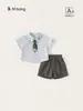 Ropa Infantil Bangxuan Camisa de Verano para Niños Traje Formal para Bebé Niño de un Año Conjunto de Dos Piezas Ropa para Bebés Niños
