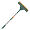 Cepillo de limpieza de ventanas de silicona de doble uso para seco y húmedo para el hogar, varilla telescópica de acero inoxidable, raspador de suelo de silicona, escoba, raspador, empujador, venta al por mayor